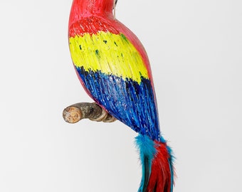 Creative Parrot Animal Ornaments, Beautiful Birds Statue, Wedding Decor, Figurine House, Warming Gift, Bird to Hang, Colorful Bird mobile