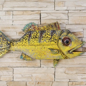 Reclaimed Wood Sculpture, Handmade Wall Art, Kitchen Decor, Housewarming, Wood Carving Design, Unique Gifts for fishermen, Coastal Decor