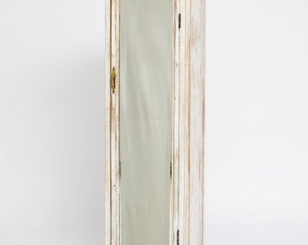 Antique Pinotea wooden children's wardrobe with marble top, antique mirror door and 4 interior shelves