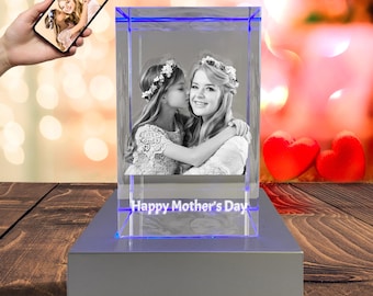 Customized Photo Cube Gift Anniversary Birthday Personalized Photo Art Laser Engraved 3D Home Decor Picture in Crystal Glass Valentine's Day