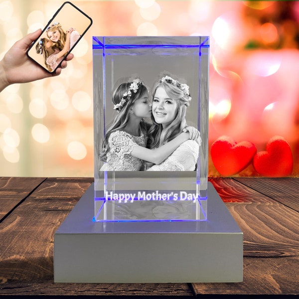 Customized Photo Cube Gift Anniversary Birthday Personalized Photo Art Laser Engraved 3D Home Decor Picture in Crystal Glass Valentine's Day