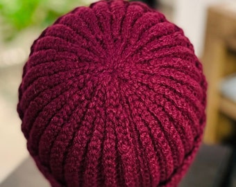 Einfaches Häkelmuster für Mützen mit gerippten Bündchen (PDF Pattern)