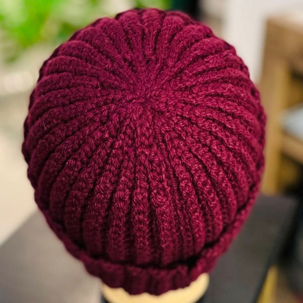 Simple Pattern Crochet Beanie - - Beanie PDF Pattern - Crochet Hat Pattern - Different Sizes - Unisex Beanie Pattern - Crochet Rib Hat
