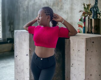 Crochet Mini Sleeve Crop Top