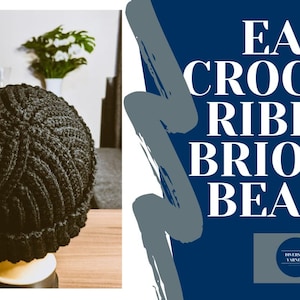 Easy Crochet Ribbed Brioche Beanie Beanie PDF Pattern Crochet Hat Pattern Different Sizes Brioche Beanie Pattern Crochet Rib Hat image 5