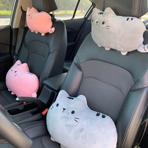 Kinder Auto Kissen mit Kopf- und Nackenstütze, weiche und bequeme  Autokopfstütze am besten für Kinder Reisen - Pink