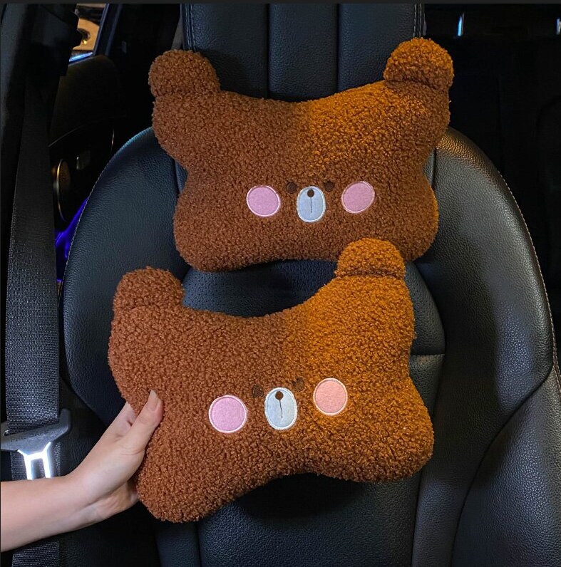 Fluffy Bear Car Accessories Cute Car Seat Covers Set for Women Car Cushions  Auto Interior Accessories for Girls 