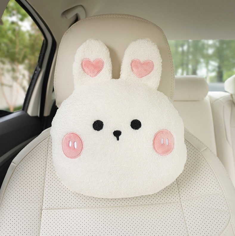 seemehappy 2 Pack Cute Cartoon Bunny Car Headrest Pillows, Neck Pillows,  Comfortable Car Seat Pillow, Neck Support, Cute Car Accessories Decorations