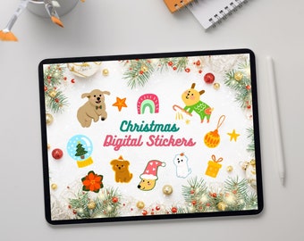 Best Christmas Digital Sticker Pack, PNG / Transparent Background / Digital Stickers / Puppy / Pet / Holidays / Christmas