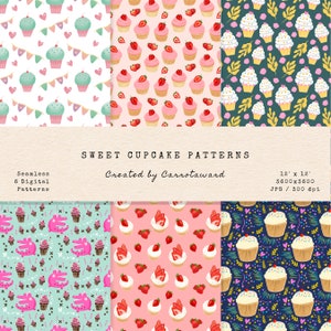 Dolce Cupcake Digital Patterns - Compleanno - Seamless Patterns - Compleanno Digital Papers - Scrapbook Papers
