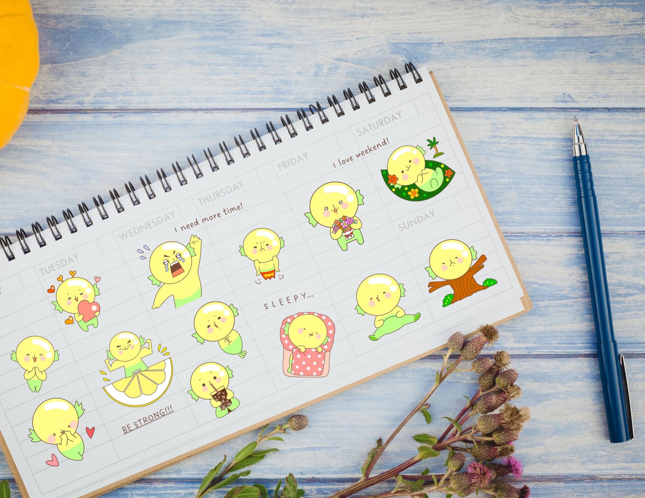 Lemon Candy Digital Sticker Pack, PNG / PDF / Transparent Background ...