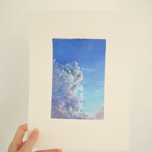 Pittura originale su carta, cielo blu, pittura di paesaggio, pittura del cielo, decorazioni per la casa