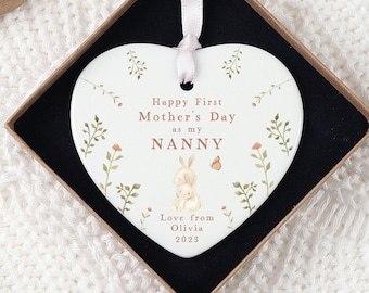 First Mothers Day Nana Gift |  Personalised First Mother's Day Ceramic Heart or Disc with Giftbox for New Nana | Nanna | Nanny | Nan