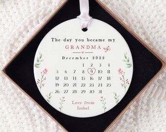 New Grandma | Granny to be Gift | Personalised The Day You Became My Grandma Ceramic Keepsake with Gift Box | Grandma | Granny | Gran