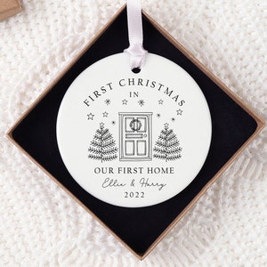 Personalised First Christmas in our First Home Bauble | Ceramic Xmas Tree Decoration | Couple Christmas Keepsake | First Christmas New Home