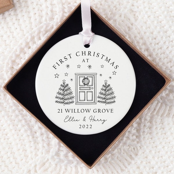 Personalised First Christmas in our New Home Bauble | Ceramic Xmas Tree Decoration | Couple Christmas Keepsake | First Christmas New Home