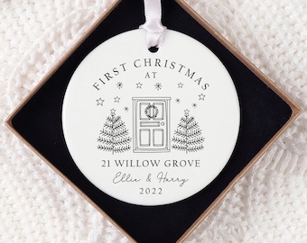 Personalised First Christmas in our New Home Bauble | Ceramic Xmas Tree Decoration | Couple Christmas Keepsake | First Christmas New Home