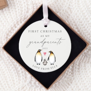 Personalised First Christmas as Grandparents Ornament | Keepsake Christmas Bauble Gift Ceramic Ornament | Baby's First Christmas Decoration