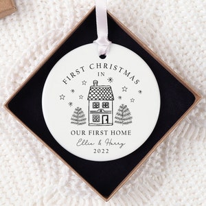 Personalised First Christmas in our First Home Bauble | Ceramic Xmas Tree Decoration | Couple Christmas Keepsake | First Christmas New Home