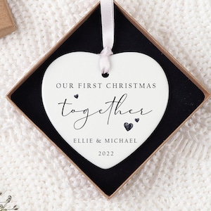 Personalised First Christmas Together Bauble | Ceramic Christmas Tree Decoration Gift Ornament | First Christmas Together Keepsake | Hearts