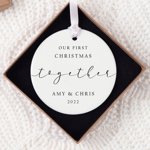 Personalised First Christmas Together Bauble | Ceramic Christmas Tree Decoration Gift Ornament | First Christmas Together Keepsake | Minimal