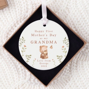 First Mothers Day Grandma Gift |  Personalised First Mother's Day Ceramic Heart or Disc with Giftbox for New Grandma  | Granny | Gran