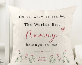 Worlds Best Nana Gift Cushion | Personalised Cushion for Nana | Nanny | Nanna | Nan
