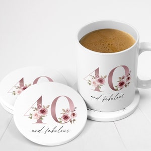 Personalised Age Mug & Coaster Set | 30th 40th 50th 60th 70th 80th Birthday Gift | Best Friend Gift | Gift for Her | Tea Coffee Mug for Her