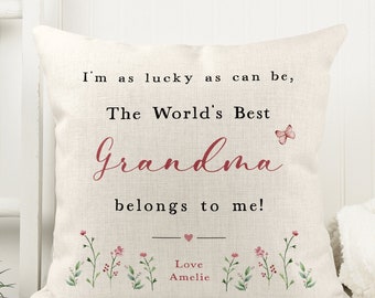 Worlds Best Grandma Gift Cushion | Personalised Cushion for Grandma | Granny | Gran
