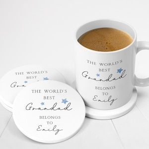 Personalised World's Best Grandad Mug & Coaster Set | Father's Day Gift | New Daddy Grandpa Gift | Gift for Him | Uncle Birthday Gift