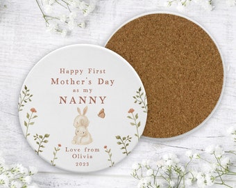 First Mothers Day Nanny Grandma Coaster Gift | Personalised Mother's Day Gift Set | New Grandma Gift | Gift Nanny Nana Grandma Granny