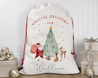 Personalised Santa Sack | Christmas Present Sack | Baby's First Christmas Gift | Special Delivery Christmas Eve Box | Father Christmas Bag