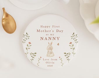 First Mothers Day Nanny Grandma Coaster Gift | Personalised Mother's Day Gift Set | New Grandma Gift | Gift Nanny Nana Grandma Granny