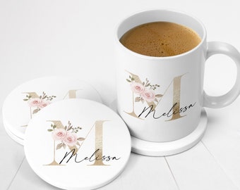 Personalised Initial Name Mug & Coaster Set | Mother's Day Gift | Best Friend Gift | Bridesmaid Gift | Gift for Her | Tea Coffee Mug for Her