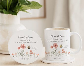 Teacher Gift | Teacher Mug & Coaster Set | Thank You For Believing In Me | End of School Year Gift | Thank You Teacher Gift Set