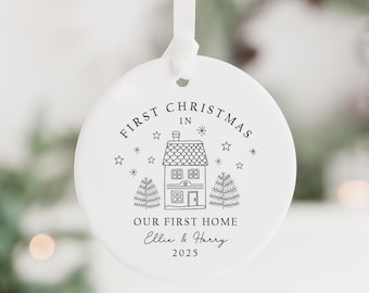 Personalised First Christmas in our First Home Bauble | Ceramic Xmas Tree Decoration | Couple Christmas Keepsake | First Christmas New Home