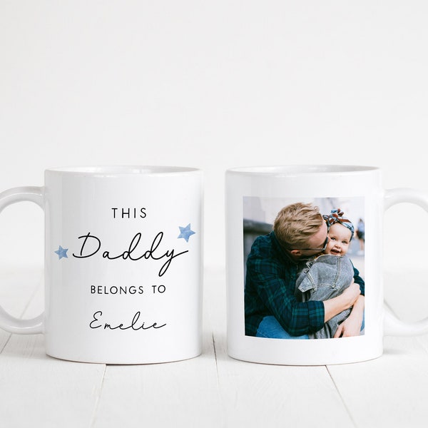 Personalised This Daddy Belongs To Photo Mug & Coaster Set | Father's Day Gift | New Daddy Grandpa Grandad Gift | Gift for Him | Birthday