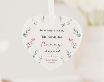 Mothers Day Worlds Best Nana Gift | Personalised Mothers Day Ceramic Heart or Disc with Giftbox for Best Nana | Nanna | Nanny | Nan | Nannie