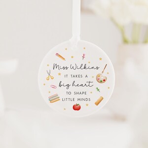 Teacher Gift | Teacher Ceramic Ornament | Takes A Big Heart To Shape Little Minds | End School Year Gift | Thank You Teacher Classroom Gift