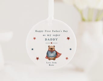 First Fathers Day Daddy Gift | Personalised Super Daddy Ceramic Keepsake with Gift Box | Daddy | Dad | Papa