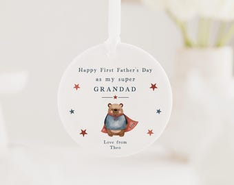 First Fathers Day Grandad Gift | Personalised Super Grandad Ceramic Keepsake with Gift Box | Grandad | Grandpa | Gramps | Papa