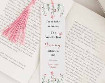 Worlds Best Nana Gift Bookmark | Personalised Mother's Day White Metal Bookmark with Tassel for New Grandma, Nanny, Nana, Nanna, Nonna