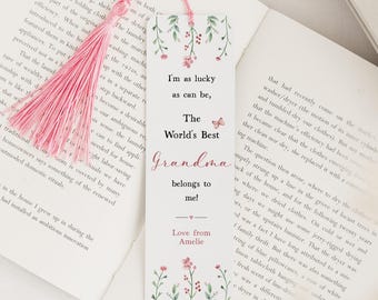 World's Best Grandma Gift Bookmark | Personalised Grandma Metal Bookmark with Tassel for Nanny, Nanna, Nana, Nonna, Grandma, Granny, Gran