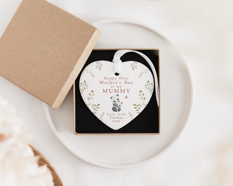 First Mothers Day Nana Gift | Personalised First Mother's Day Ceramic Heart or Disc with Giftbox for New Nana | Nanna | Nanny | Nan image 4