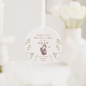 First Mothers Day Nana Gift | Personalised First Mother's Day Ceramic Heart or Disc with Giftbox for New Nana | Nanna | Nanny | Nan Penguins