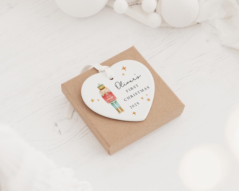 Personalised Baby's First Christmas Decoration | Keepsake Christmas Bauble Gift Ceramic Ornament | Baby's 1st Christmas Nutcracker Bauble immagine 5