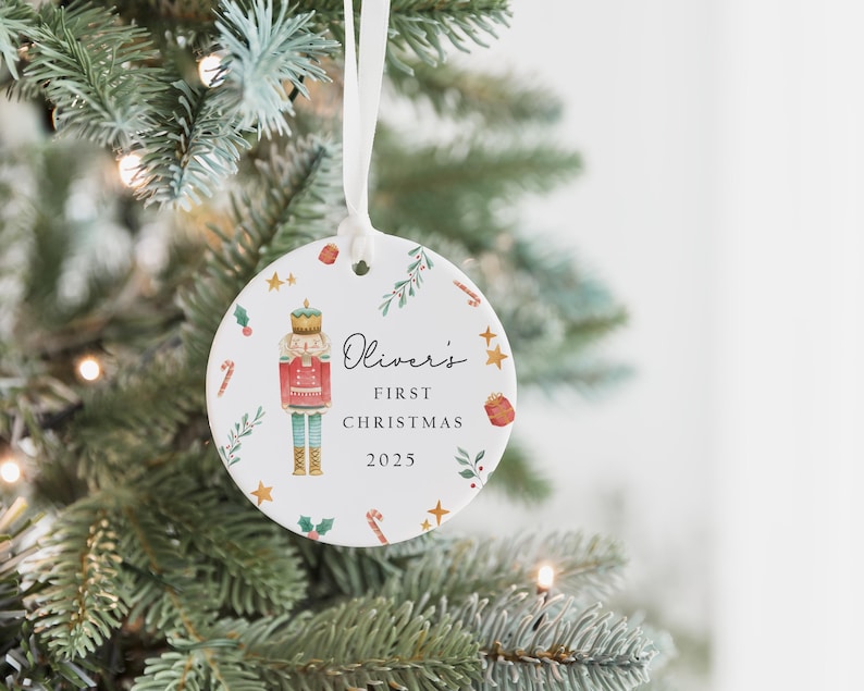 Personalised Baby's First Christmas Decoration | Keepsake Christmas Bauble Gift Ceramic Ornament | Baby's 1st Christmas Nutcracker Bauble image 6