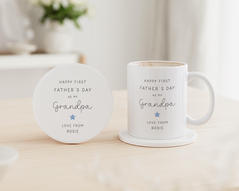 Happy First Father's Day Grandad Mug & Coaster Set | Father's Day Gift | New Grandpa Gift | Gift for Him | Gift Daddy Grandad image 3