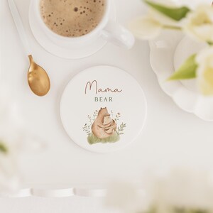 New Mummy Gift | Mama Bear Mug & Coaster Set | Mother's Day Gift | Mama Birthday Gift | Baby Shower Gift | Pregnant Friend Gift | Mama Mummy Coaster Only