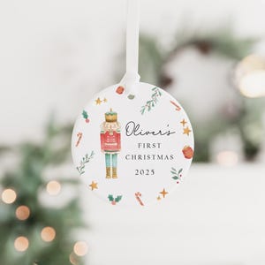 Personalised Baby's First Christmas Decoration | Keepsake Christmas Bauble Gift Ceramic Ornament | Baby's 1st Christmas Nutcracker Bauble image 4